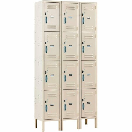 GLOBAL INDUSTRIAL Capital 4-Tier 12 Door Locker, 36inW x 15inD x 78inH, Tan, Assembled 292818